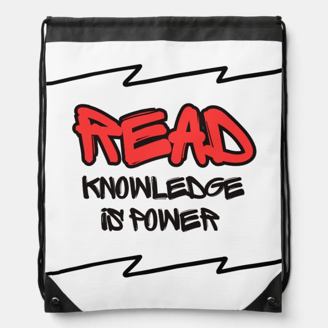 Read Knowledge Is Power Drawstring Bag (Front)