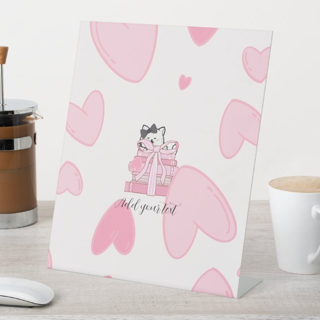 Read • Love • Display – Cat & Book Pedestal Sign (In SItu)