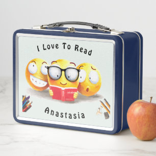 Read Love School Books Emojis Personalize  Metal Lunch Box