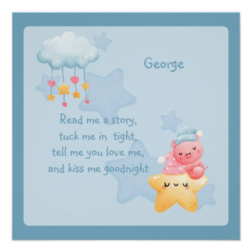 Read Me A Story Sleepy Piggy Nursery Poster