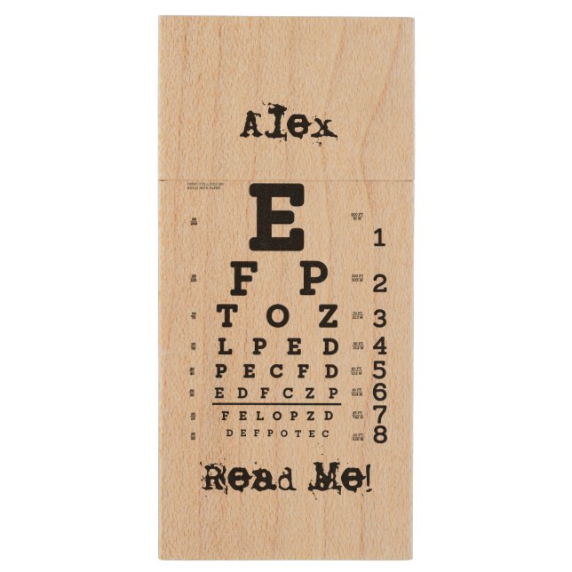 Read Me Eye Chart Wood USB Flash Drive (Back (Vertical))