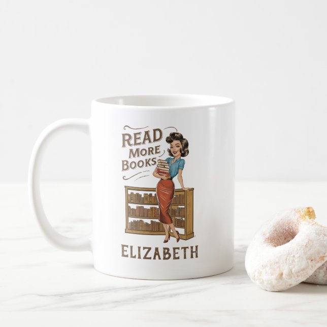 Read More Books Bookish Lover Quote Coffee Mug (With Donut)