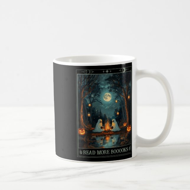 Read More Books Cute Spooky Ghost Reading Book Tar Coffee Mug (Right)