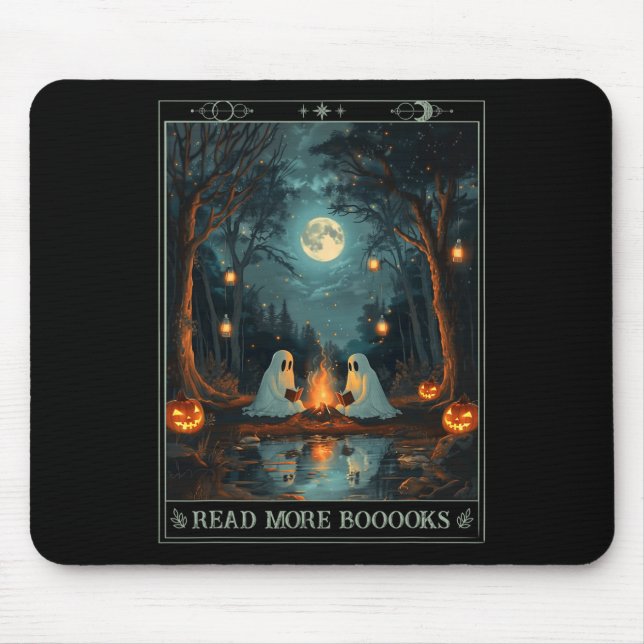 Read More Books Cute Spooky Ghost Reading Book Tar Mouse Pad (Front)