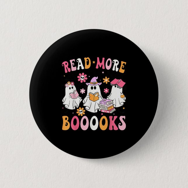 Read More Books Ghosts Reading Book Funny Teacher  Button (Front)