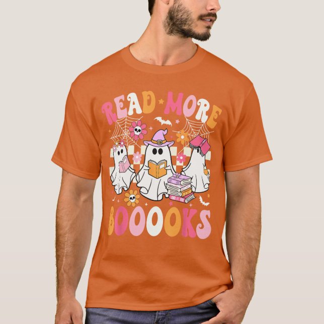 Read More Books Ghosts Reading Book Funnyeacher Ha T-Shirt (Front)