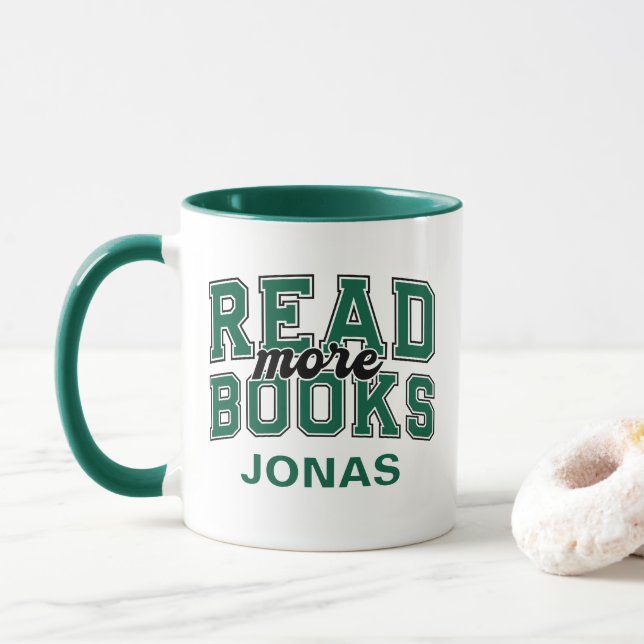 Read More Books Green Varsity Readers Bookworm Mug (With Donut)