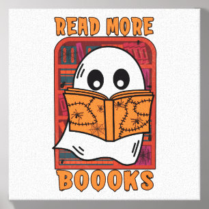 Read More Books Library Ghost Reading Halloween Canvas Photo Tile