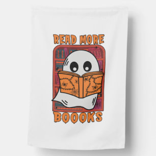 Read More Books Library Ghost Reading Halloween House Flag