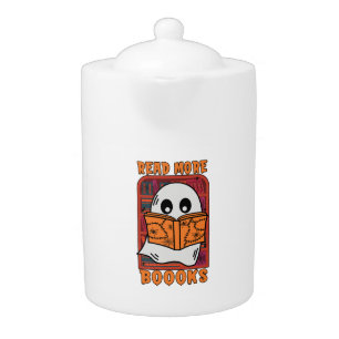 Read More Books Library Ghost Reading Halloween Teapot