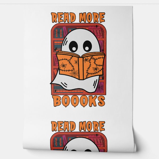 Read More Books Library Ghost Reading Halloween Wallpaper (Unrolling)