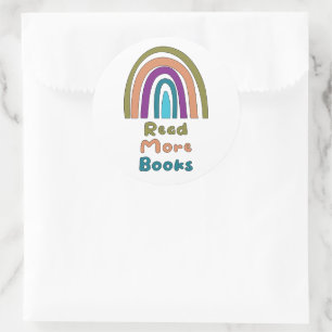Read more books motivational boho rainbow colorful classic round sticker