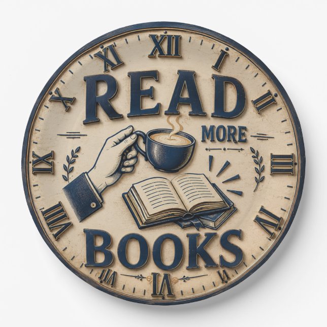Read More Books Reading Lover Gift Paper Plates (Front)