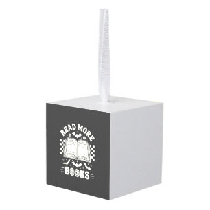 Read More Books Retro Halloween Book Lover Cube Ornament
