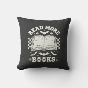 Read More Books Retro Halloween Book Lover Throw Pillow