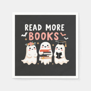 Read more books Spooky Halloween Ghost Book Lovers Napkins