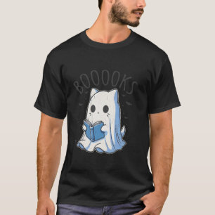 Read More Boooks Funny Groovy Halloween Cat Ghost T-Shirt