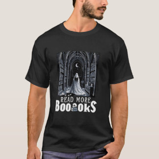 Read More Booooks Ghost Reading Book Gothic Hallow T-Shirt