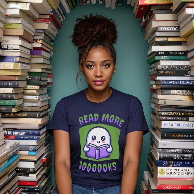 Read More BOOOOOKS Cute Halloween Ghost Reading  T-Shirt (Read More BOOOOOKS Cute Halloween Ghost Reading T-Shirt.)