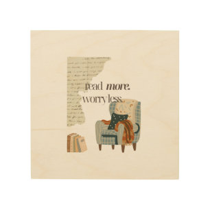 Read More, Worry Less Book Lover Wood Wall Art