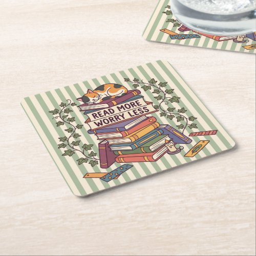 Read More Worry Less Square Paper Coaster