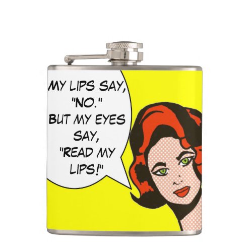 Read My Lips Comic Book Flask