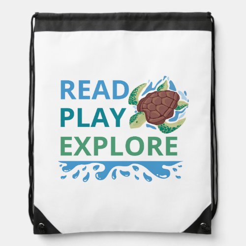 Read. Play. Explore. Drawstring Backpack