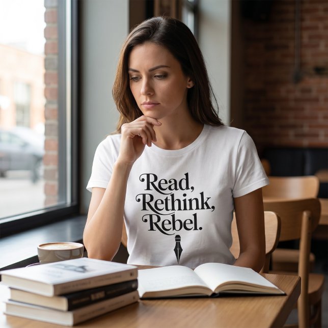 Read Rethink Rebel Typography Print T-Shirt (Creator Uploaded)