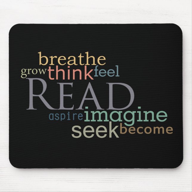 Read, Seek, Imagine Mousepad (Dark) (Front)