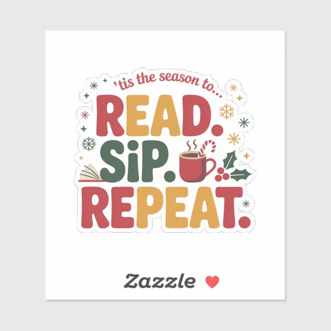 Read Sip Repeat Holiday Reading Sticker (Sheet)