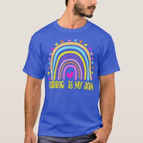 Read teacher rainbow leopard _ Reading is my jam  T_Shirt