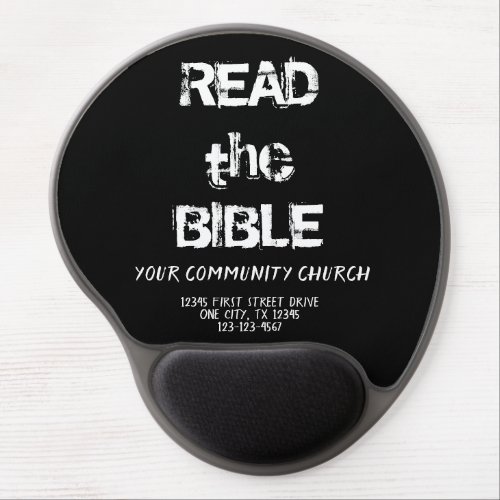 Read The Bible Black  White Church Name Contact Gel Mouse Pad