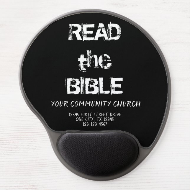 Read The Bible Black & White Church Name Contact Gel Mouse Pad (Front)