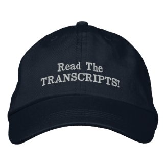 Read The TRANSCRIPTS! Embroidered Baseball Cap