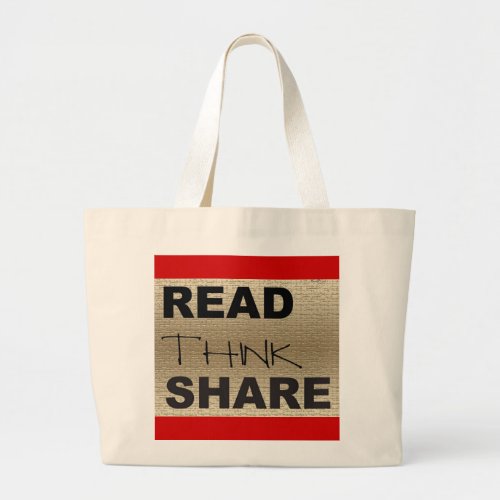 Read Think Share Large Tote Bag