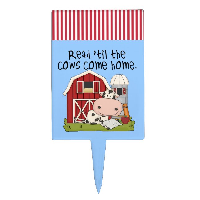 Read 'til The Cows Come Home Cake Topper (Front)