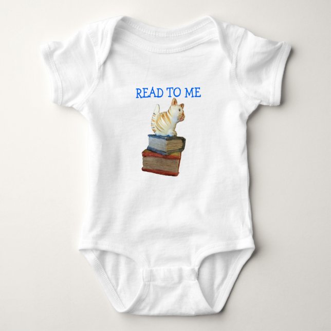 Read To Me Kitty On Books Baby Bodysuit (Front)