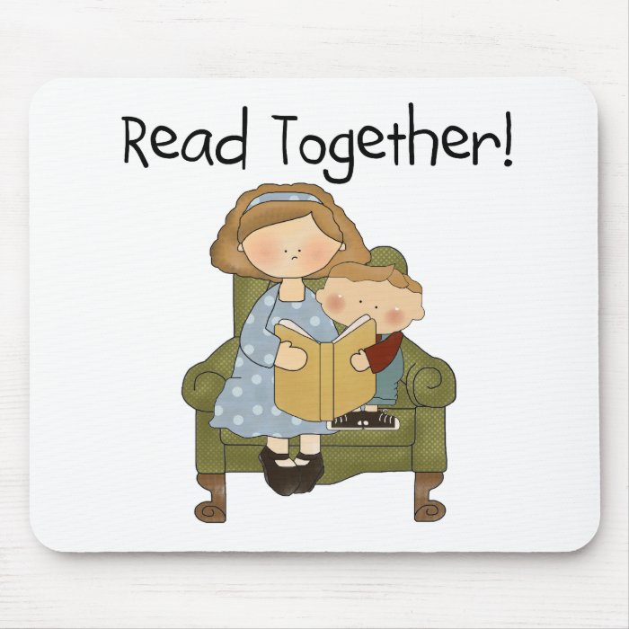 Read Together Mom and Boy Tshirts and Gifts Mousepad