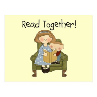 Read Together Mom and Boy Tshirts and Gifts Postcard