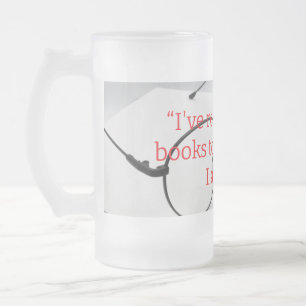 read too many books frosted glass beer mug