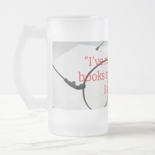 read too many books frosted glass beer mug
