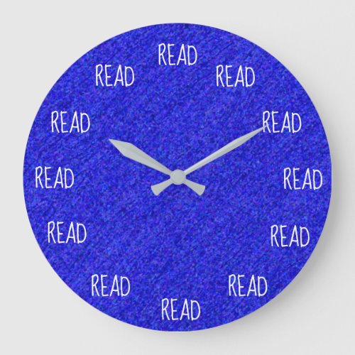 READ Word Print Fun Book Lovers Blue Large Clock