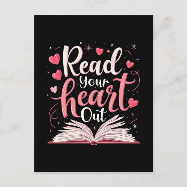 Read Your Heart Out Teacher Reading Book Lover  Holiday Postcard (Front)