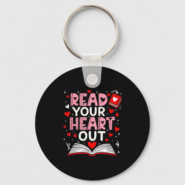 Read Your Heart Out Valentine Reading Book Girl Ki Keychain (Front)