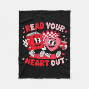 Read Your Heart Out Valentine's Day Retro Teacher  Fleece Blanket