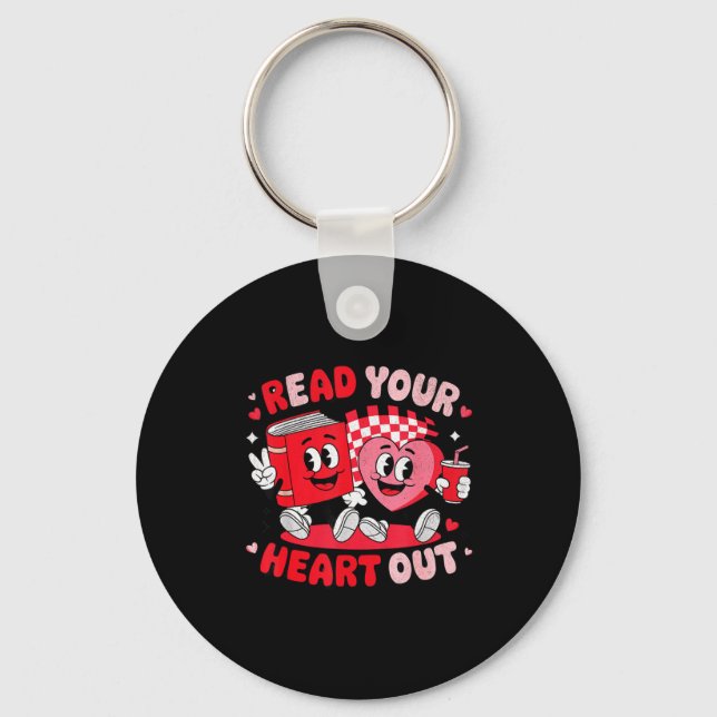 Read Your Heart Out Valentine's Day Retro Teacher  Keychain (Front)