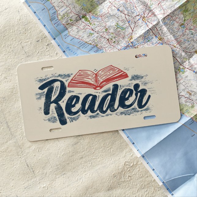 Reader Book Slogan License Plate (In Situ)
