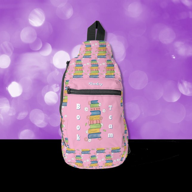 Reader Bookstack Pattern Pink Sling Bag (Creator Uploaded)