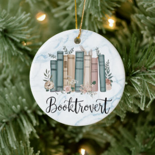 Reader, Bookworm, Booktrovert books lover, custom Ceramic Ornament