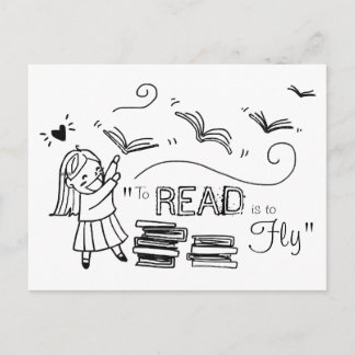 Reader Girl To Read is to Fly Postcard